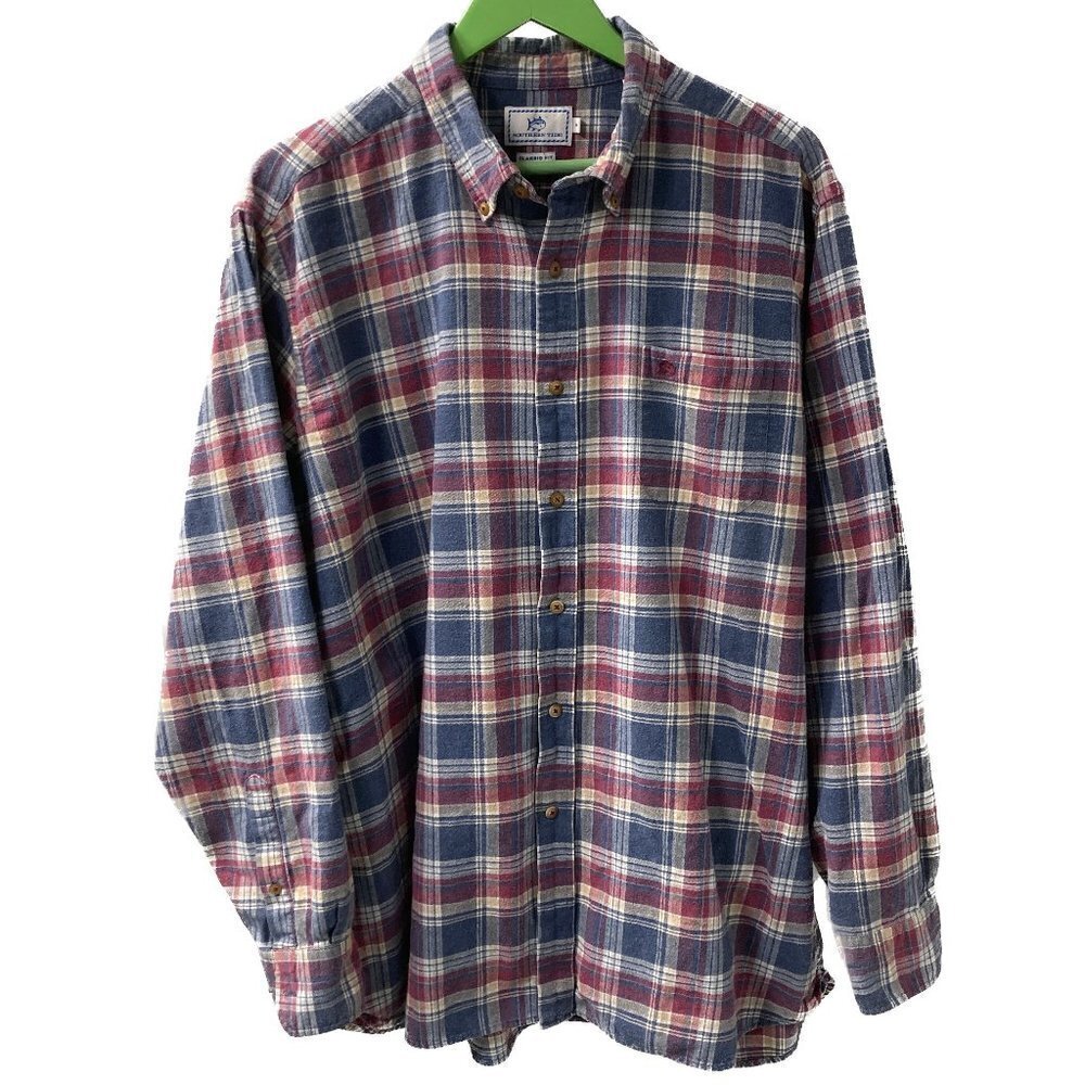 Southern Tide Soft Mulitcolored Flannel Long Sleeve Shirt Size XL